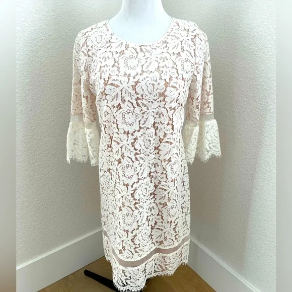 lace dress in ivory Off Shoulder White Lace Long Prom Dress with High Slit, Ivory Lace For –  morievent main image 1